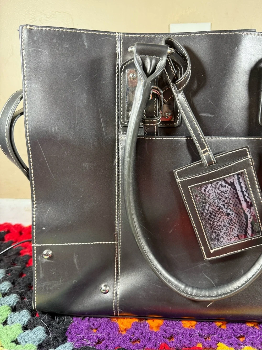 Wilsons Leather Black Leather Laptop Tote